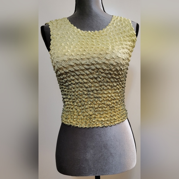 Vintage Top Sleeveless Light Olive Green(Magic Bubble Shirt/Popcorn Shirt) - Picture 4 of 4